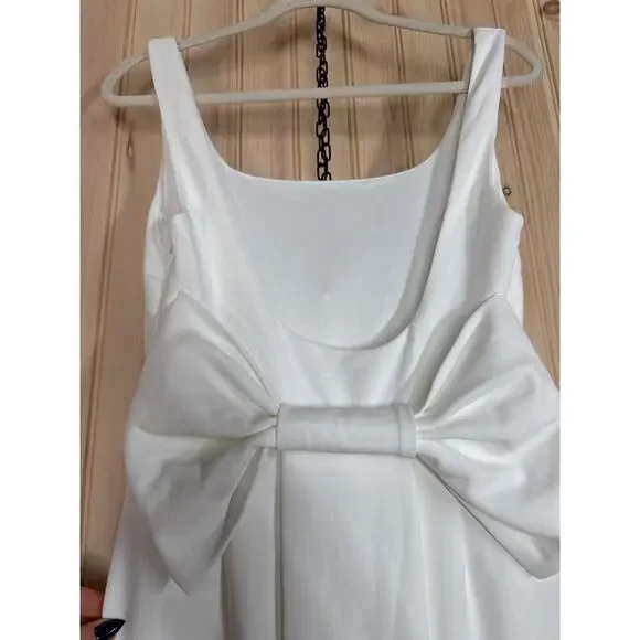 NWT Lulus Loving Fate White Bow Square Neck Backless Maxi Dress Wedding Bride M - Picture 8 of 11